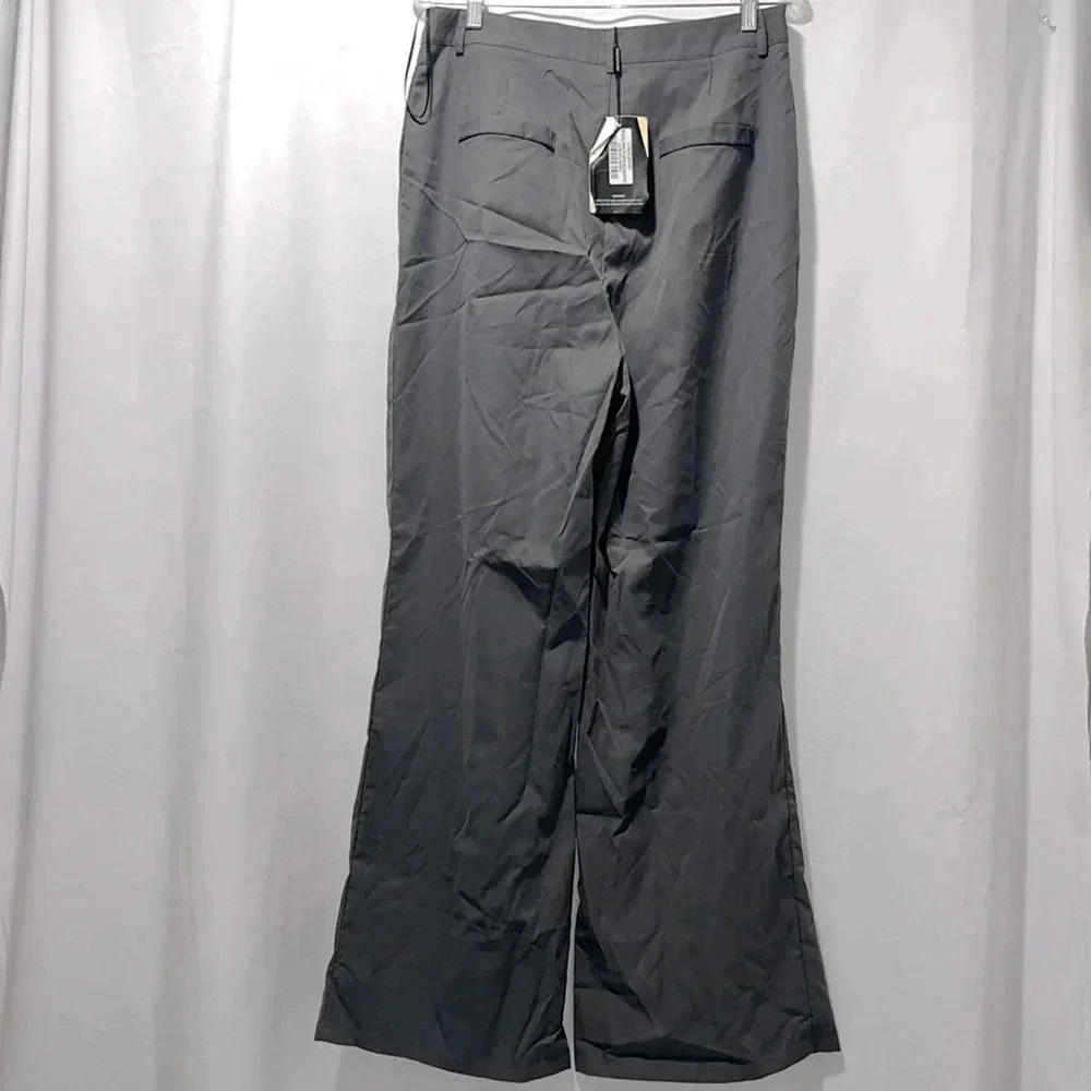 NWT pants Pretty Little Thing charcoal pants size 10 US wide leg? front pockets - Picture 10 of 10